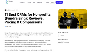 Screenshot of 11 Best CRMs for Nonprofits (Fundraising) - Close CRM