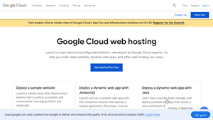 Screenshot of Google Cloud web hosting