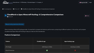 Screenshot of CloudNord vs Apex Minecraft Hosting: A Comprehensive Comparison
