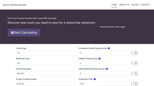 Screenshot of Coast FIRE Calculator | Plan Your Financial Independence with Ease