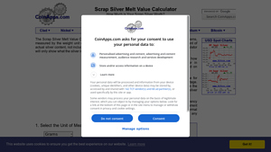 Screenshot of Scrap Silver Melt Value Calculator