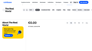 Screenshot of The Real World - TRW Price - Coinbase