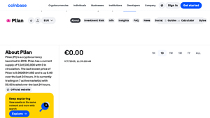 Screenshot of Plian Price, PI Price, Live Charts, and Marketcap - Coinbase