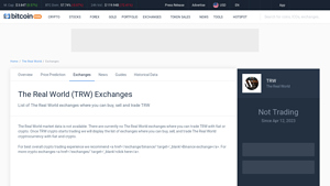 Screenshot of The Real World Exchanges - Buy, Sell & Trade TRW - CoinCodex
