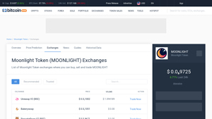 Screenshot of Moonlight Token Exchanges - Buy, Sell & Trade ... - CoinCodex