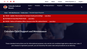 Screenshot of Calculate Child Support and Maintenance - Colorado Judicial Branch