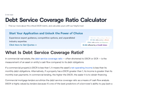 Screenshot of Debt Service Coverage Ratio Calculator