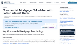 Screenshot of Commercial Mortgage Calculator with Latest Interest Rates