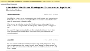 Screenshot of Affordable WordPress Hosting for E-commerce: Top Picks?