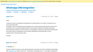 Screenshot of Whatsapp CRM Integration - Special workflows & use cases