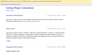 Screenshot of Living Wage Calculator - Show & Tell