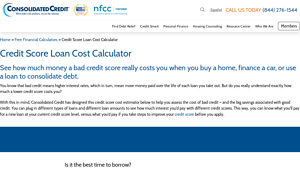 Screenshot of Credit Score Loan Cost Calculator