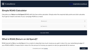 Screenshot of Simple ROAS Calculator - Consulterce