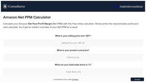 Screenshot of Amazon Net PPM Calculator - Consulterce