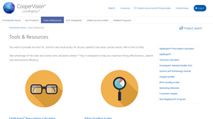 Screenshot of Tools & Resources | CooperVision Practitioner