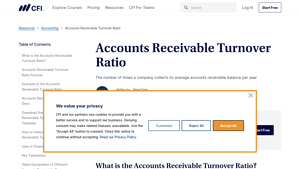 Screenshot of Accounts Receivable Turnover Ratio - Formula, Template, Examples