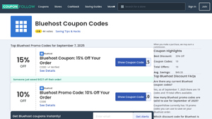 Screenshot of Bluehost Coupons | 15% Off September 2025 Promo Codes