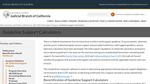 Screenshot of Guideline Support Calculators | Judicial Branch of California - CA.gov