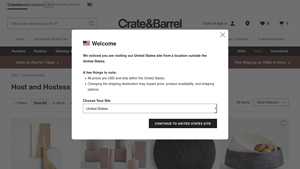 Screenshot of Host and Hostess Gift Ideas - Crate & Barrel