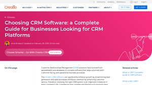 Screenshot of 9 Things to Consider When Choosing CRM Software - Creatio