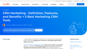 Screenshot of CRM Marketing Definition + Best Marketing CRM Tools - Creatio
