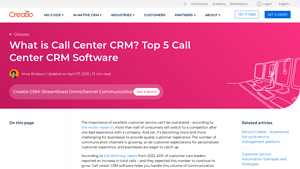 Screenshot of What is Call Center CRM? Top 5 Call Center CRM Software - Creatio