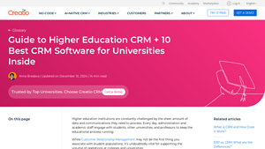 Screenshot of Higher Education CRM: Top 10 CRM Software Inside - Creatio