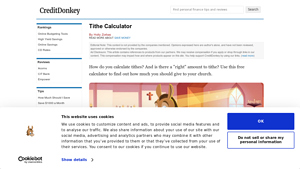Screenshot of Tithe Calculator - CreditDonkey