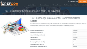 Screenshot of 1031 Exchange Calculator | See Your Tax Savings | CREFCOA