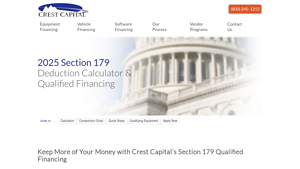 Screenshot of 2025 Section 179 Deduction Calculator & Qualified Financing