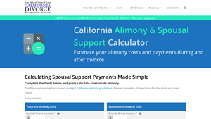 Screenshot of California Alimony & Spousal Support Calculator - Cristin Lowe Law