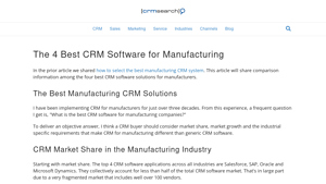 Screenshot of The 4 Best CRM Software for Manufacturing | CRMsearch.com
