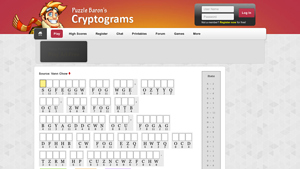 Screenshot of Solve a Puzzle - Cryptograms