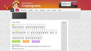 Screenshot of Solve a Puzzle - Cryptograms