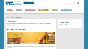 Screenshot of Calculators - CTA Member Benefits