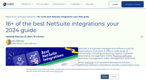 Screenshot of 16+ of the best NetSuite integrations: your 2024 guide - Cube Software