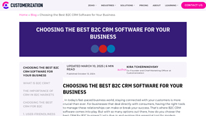 Screenshot of 5 Best B2C CRM Software - How to Choose - Customerization