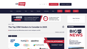 Screenshot of The Top CRM Vendors to Consider in 2025 - CX Today