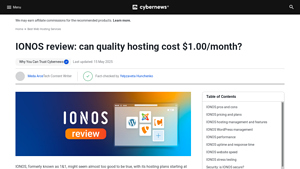 Screenshot of IONOS Review 2025: Testing Results & Insights - Cybernews