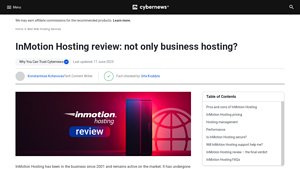 Screenshot of InMotion Hosting Review 2025: Is It Reliable and Fast? - Cybernews