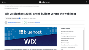 Screenshot of Wix vs Bluehost (2025): Web Builder or Web Host? | Cybernews