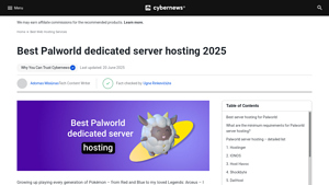 Screenshot of Best Palworld dedicated server hosting 2025 - Cybernews