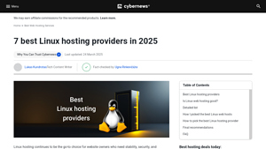 Screenshot of 7 Best Linux Web Hosting for 2025 - Cybernews