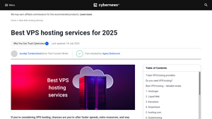 Screenshot of Best VPS Hosting of 2025 : Insights & Tests by Experts - Cybernews