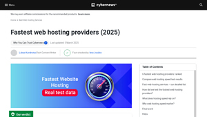 Screenshot of Fastest Web Hosting Providers 2025: Tested & Reviewed | Cybernews