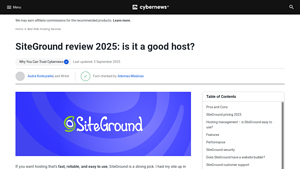 Screenshot of SiteGround review 2025: is it a good host? - Cybernews