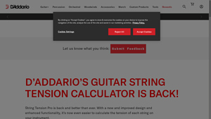 Screenshot of Guitar String Tension Calculator - D'Addario