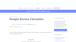 Screenshot of Google Review Calculator - Find How Many Reviews You Need