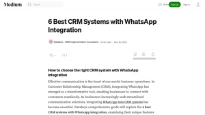 Screenshot of 6 Best CRM Systems with WhatsApp Integration | by Databeys