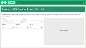 Screenshot of Pokémon GO Combat Power Calculator